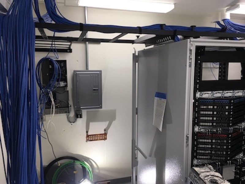 Server room at data cabling project in Medford.