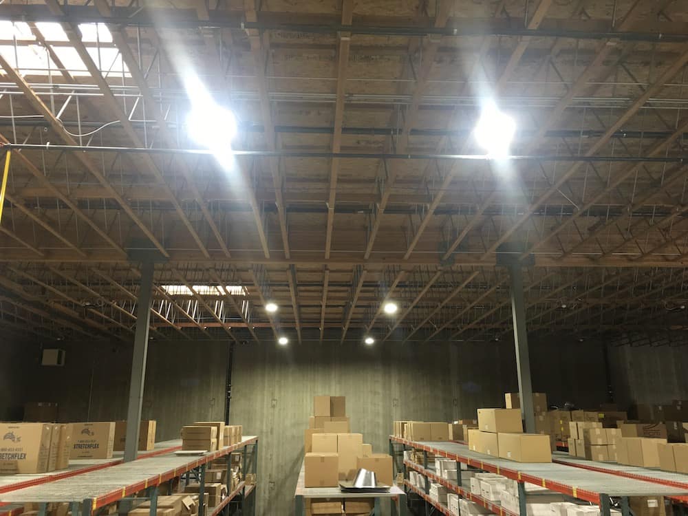 Lighting project in warehouse for led lighting install.